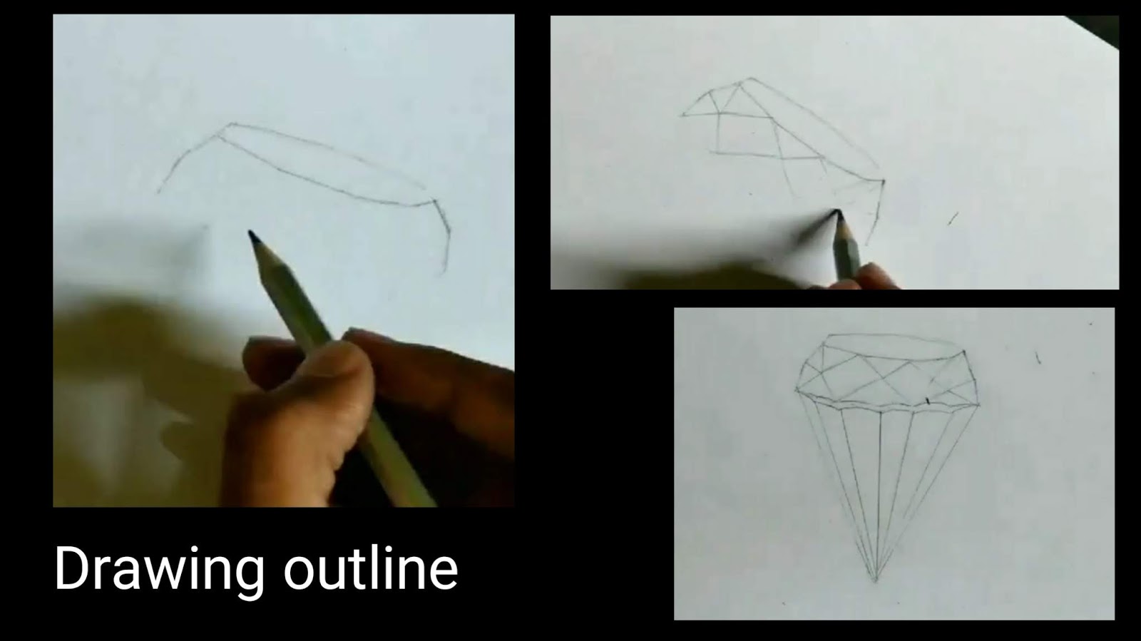 1600x899 How To Draw Diamond Drawing Step - Diamond 3d Drawing