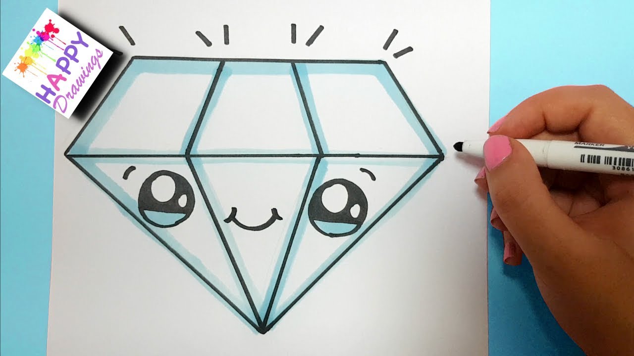 1280x720 How To Draw A Cute Diamond Easy Step - Diamond Drawing