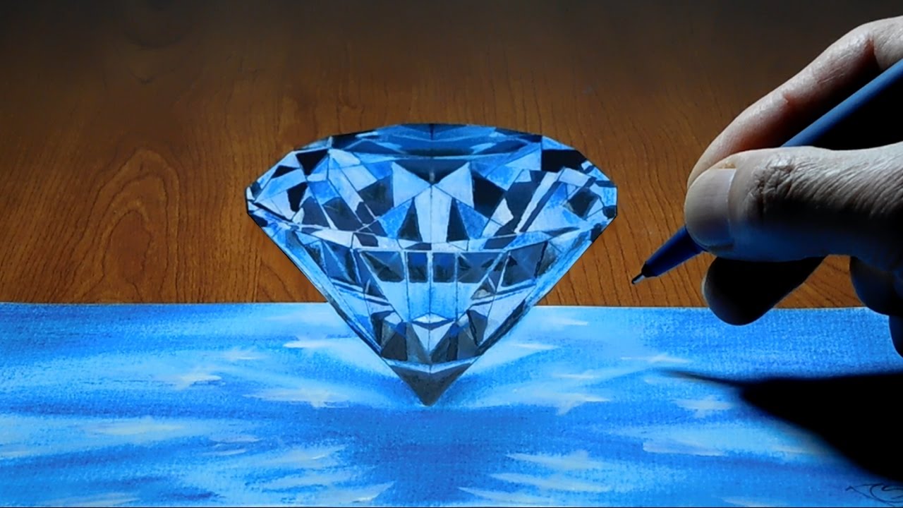 1280x720 Diamond, Trick Art On Paper - Diamond Drawing 3d