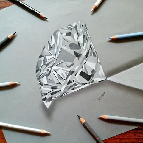 480x480 Drawn Diamond Pencil - Diamond Drawing 3d