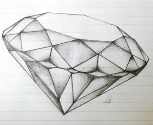 500x409 Drawing Diamond Heart Troller Us - Diamond Drawing Images
