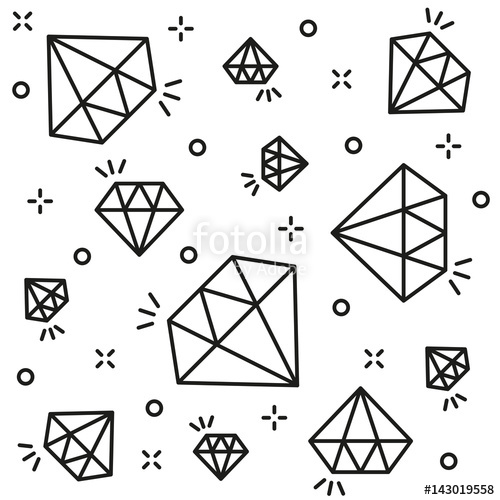 500x500 Diamond Background Black Line Vector Style Isolated On White - Diamond Drawing Vector
