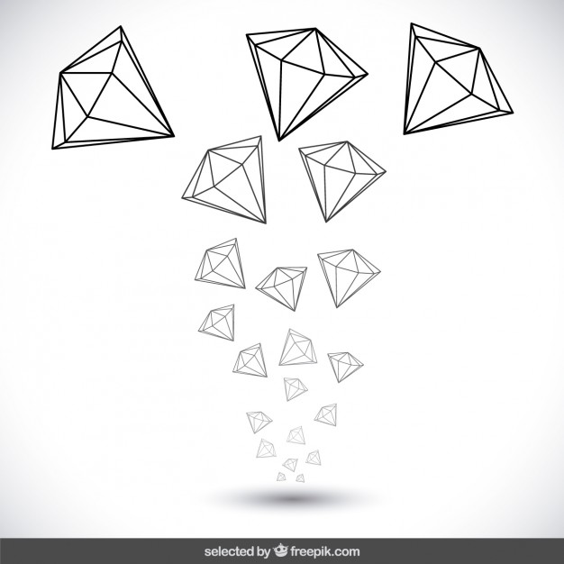 626x626 Hand Drawn Diamonds Vector Free Download - Diamond Drawing Vector