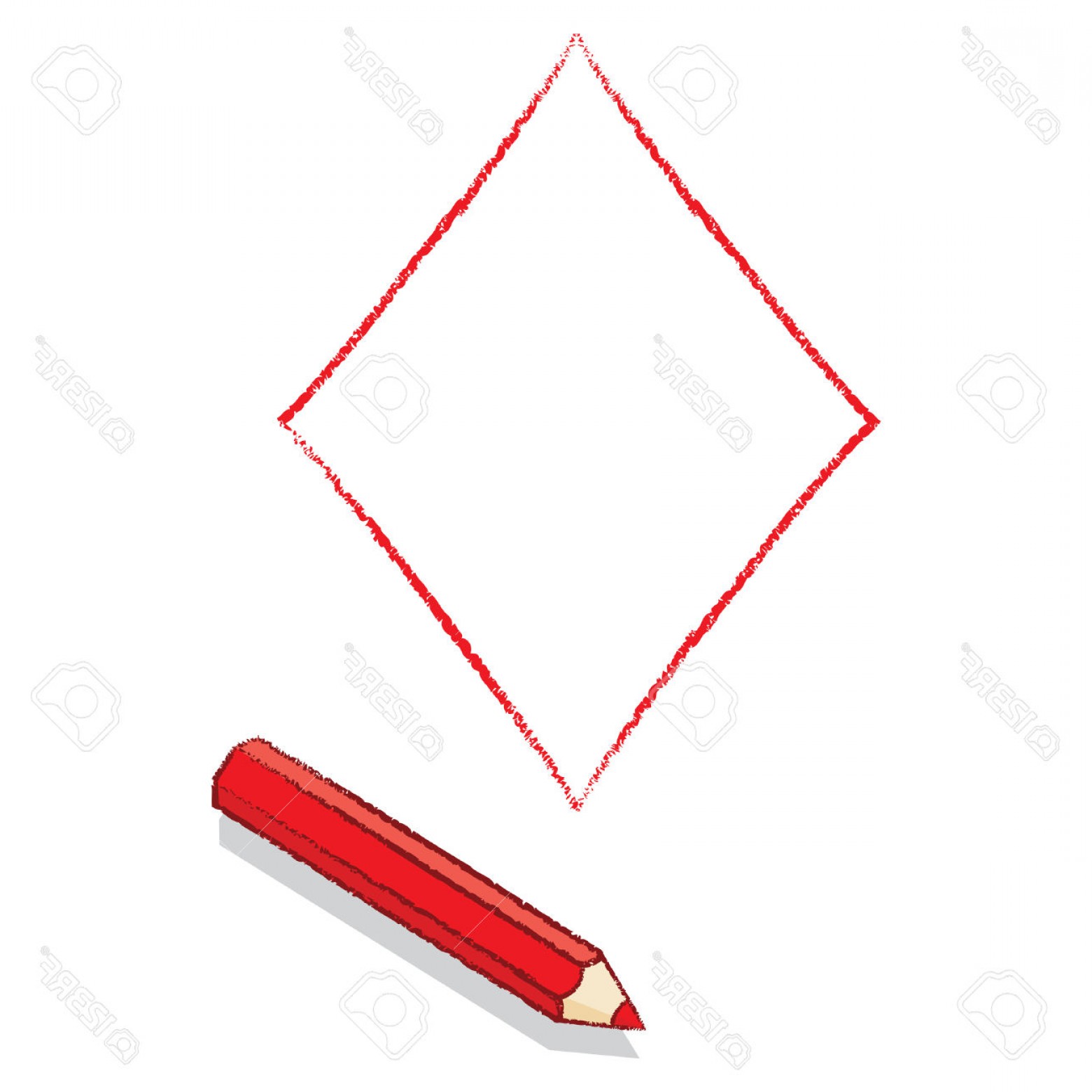 1560x1560 Photostock Vector Red Pencil Outline Drawing Diamond Playing Card - Diamond Drawing Vector