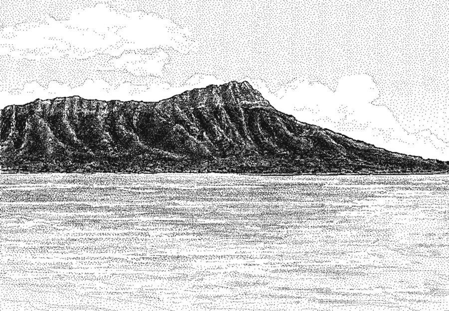 900x623 Diamondhead Black Digital Art - Diamond Head Drawing