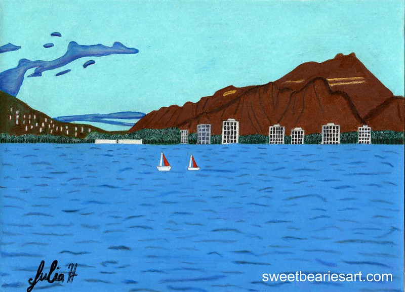 800x577 h is for drawing hawaii sweetbearies art projects - Diamond Head Drawing