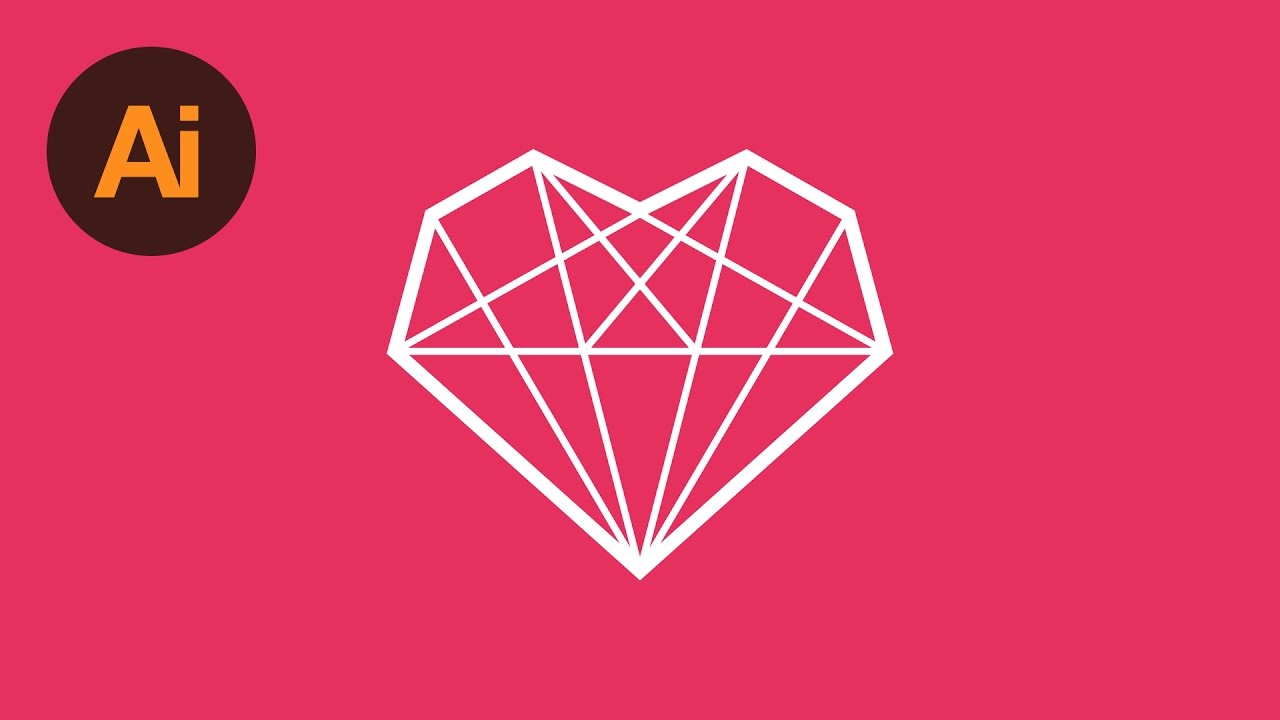 1280x720 Design A Diamond Heart Logo Illustrator Tutorial - Diamond Heart Drawing