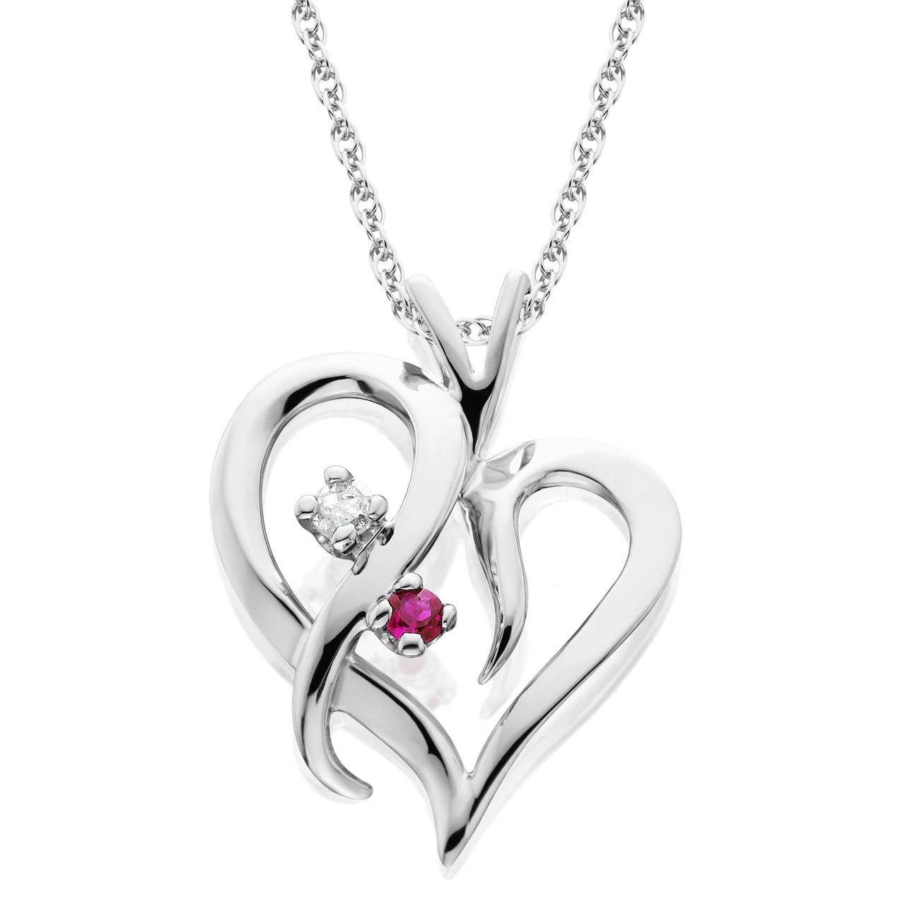 1280x1280 Ruby Diamond Heart Pendant White Gold - Diamond Heart Drawing