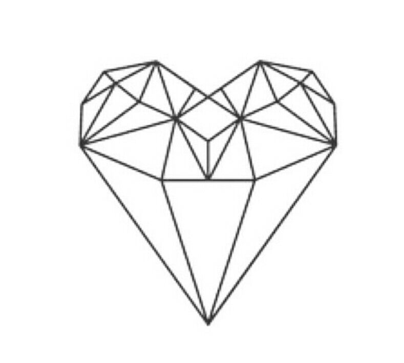 789x709 diamond cut heart stain glass patterns tattoo designs, small - Diamond Heart Drawing