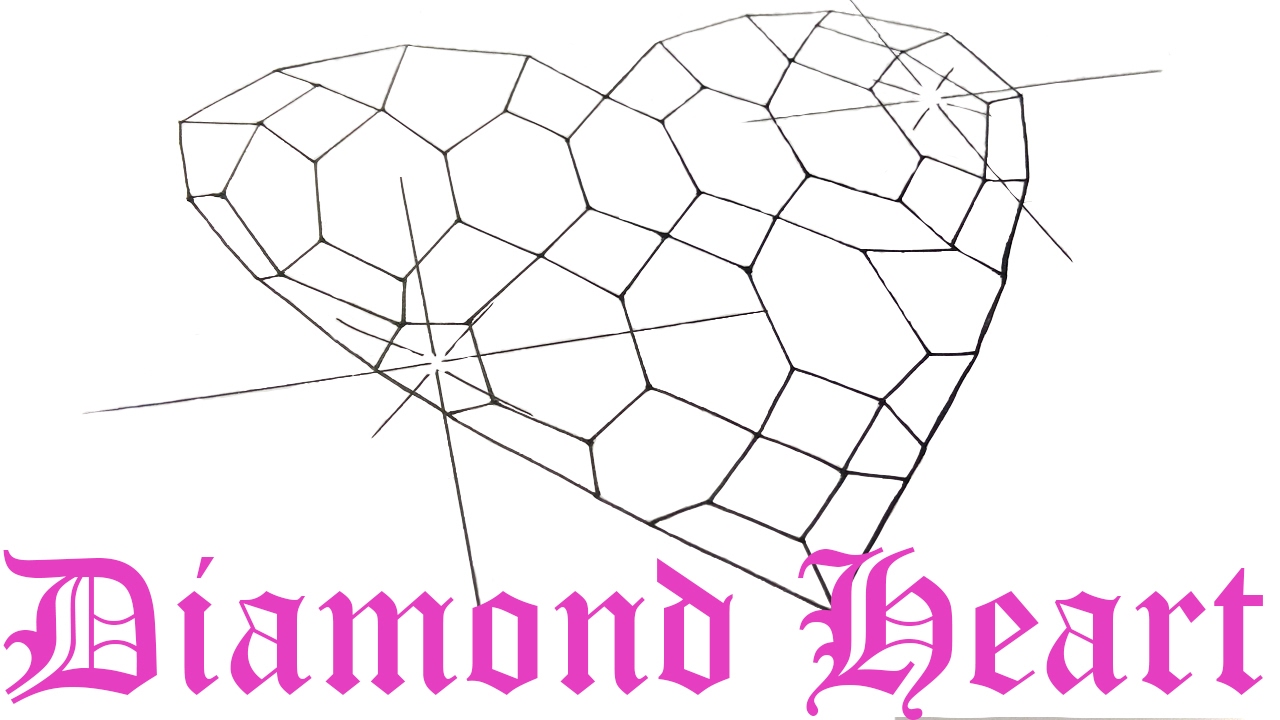 1280x720 How To Draw A Diamond Heart Short Version - Diamond Heart Drawing