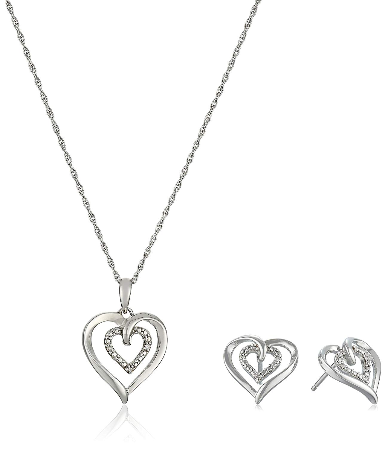 1288x1500 Sterling Silver And Diamond Heart Pendant Necklace - Diamond Heart Drawing