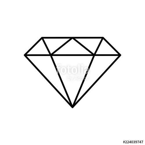 500x500 diamond line icon brilliant cut diamond or other gem side view - Diamond Line Drawing