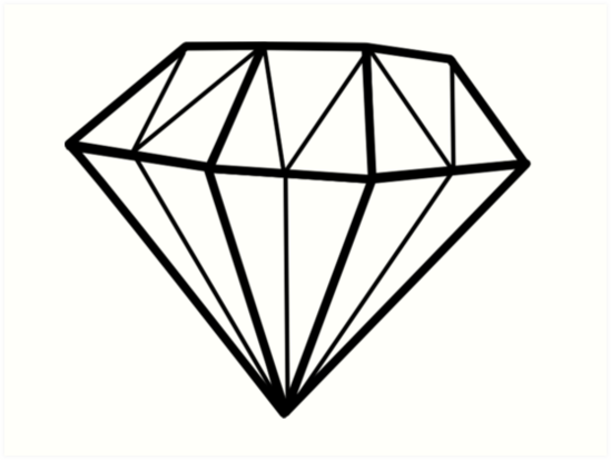 549x413 Simple Diamond Line Drawing Art Prints - Diamond Line Drawing