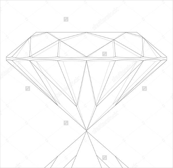 600x581 Diamond Drawings - Diamond Line Drawing