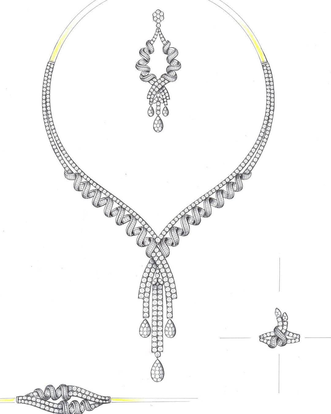 Diamond Necklace Drawing at PaintingValley.com | Explore collection of