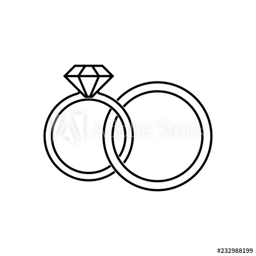 500x500 Wedding Rings Linear Icon Thin Line Illustration Interlocked - Diamond Outline Drawing