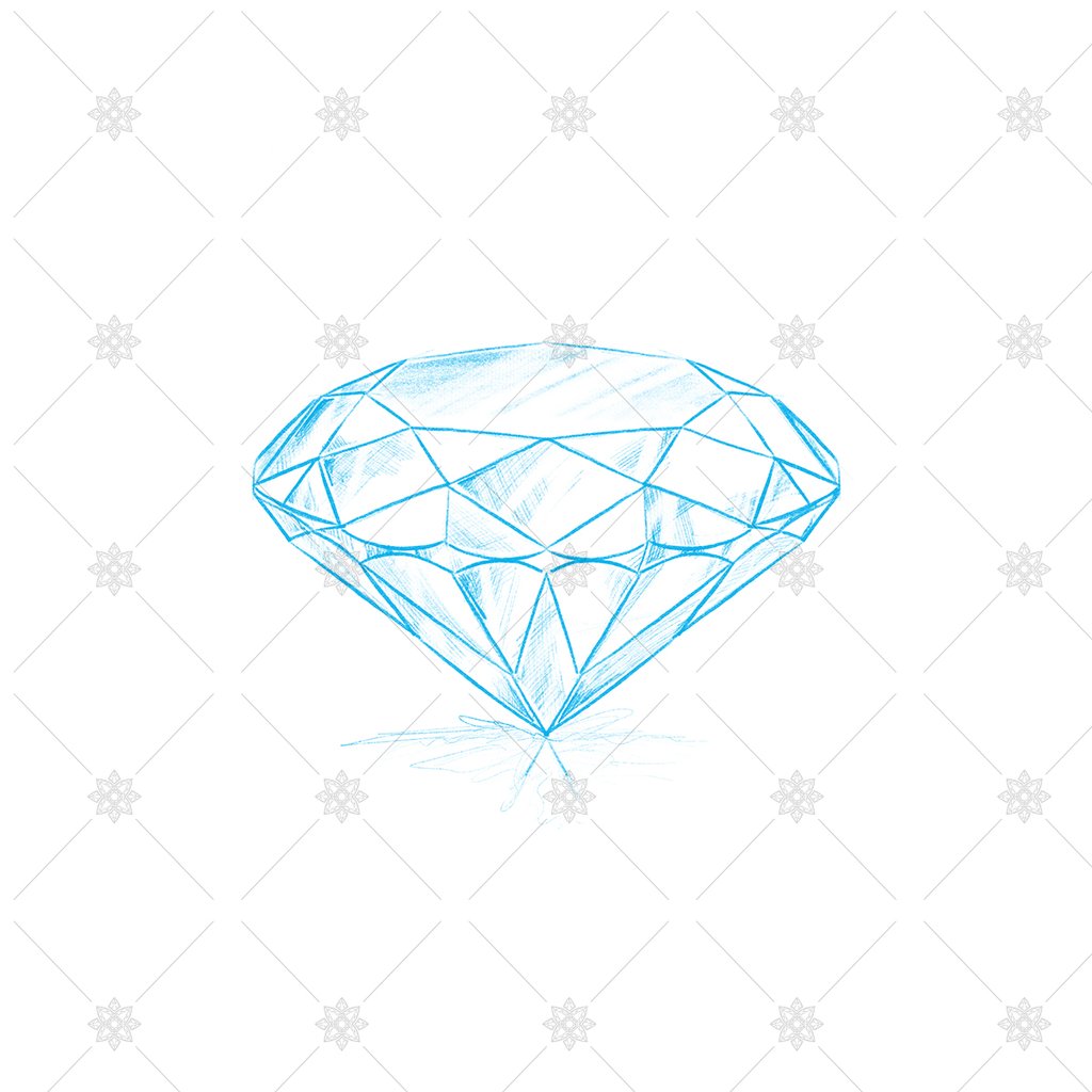 1024x1024 brilliant cut diamond pencil drawing - Diamond Pencil Drawing