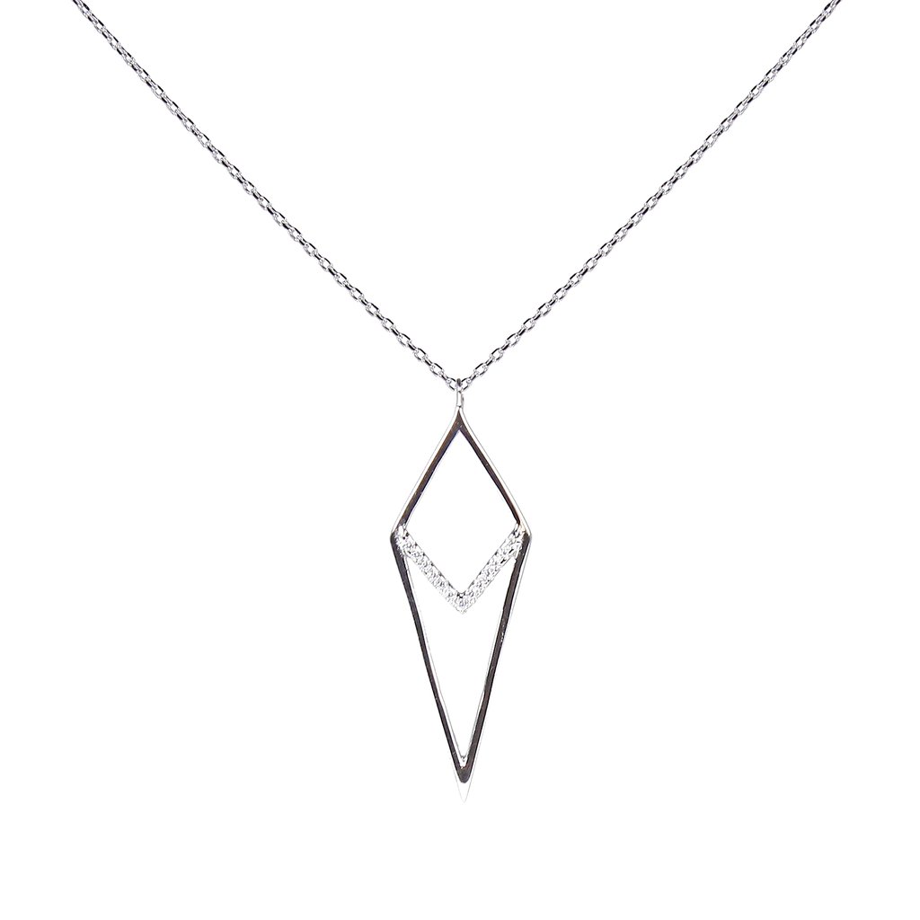 1024x1024 Sterling Diamond Shape Necklace Marlyn Schiff, Llc - Diamond Shape Drawing