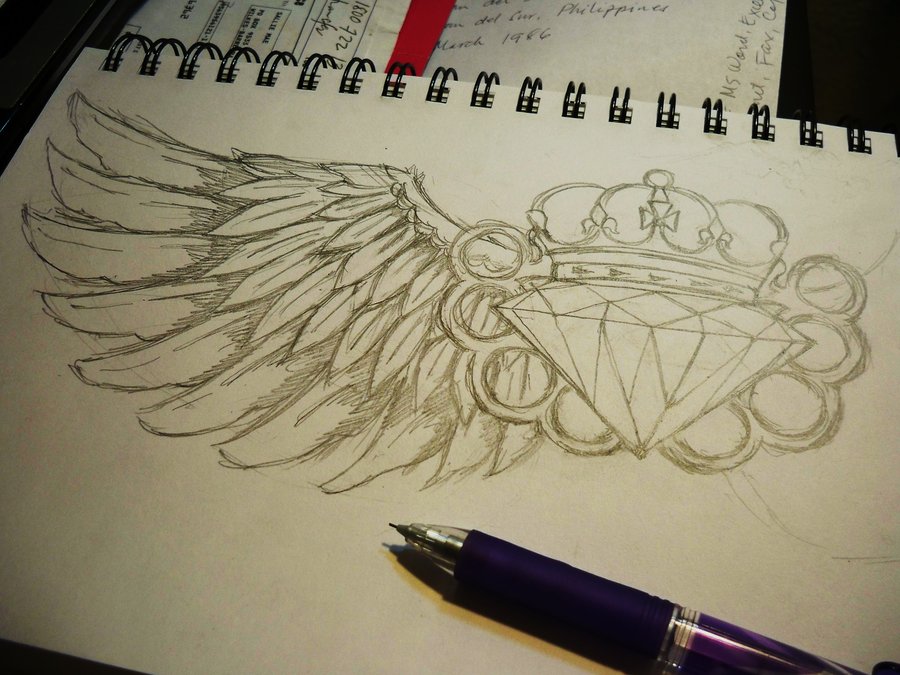 900x675 Diamond With Wings Tattoo Drawing Tattoo Ideas - Diamond Tattoo Drawing