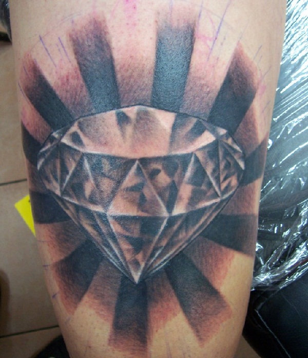 600x696 Grey Ink Diamond Tattoo Design - Diamond Tattoo Drawing