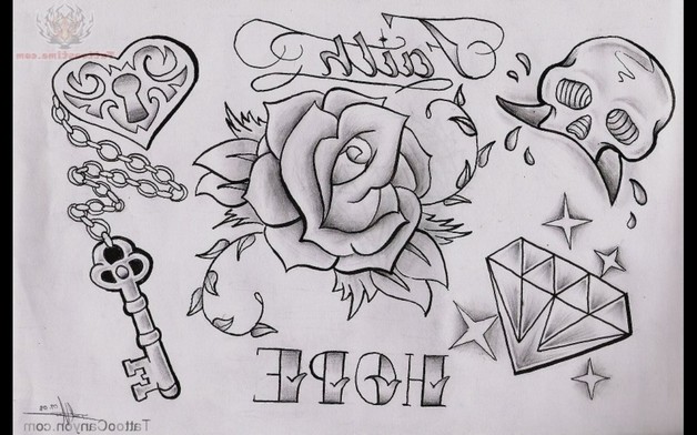 628x392 Outline Diamond Tattoo Designs On Arm - Diamond Tattoo Drawing