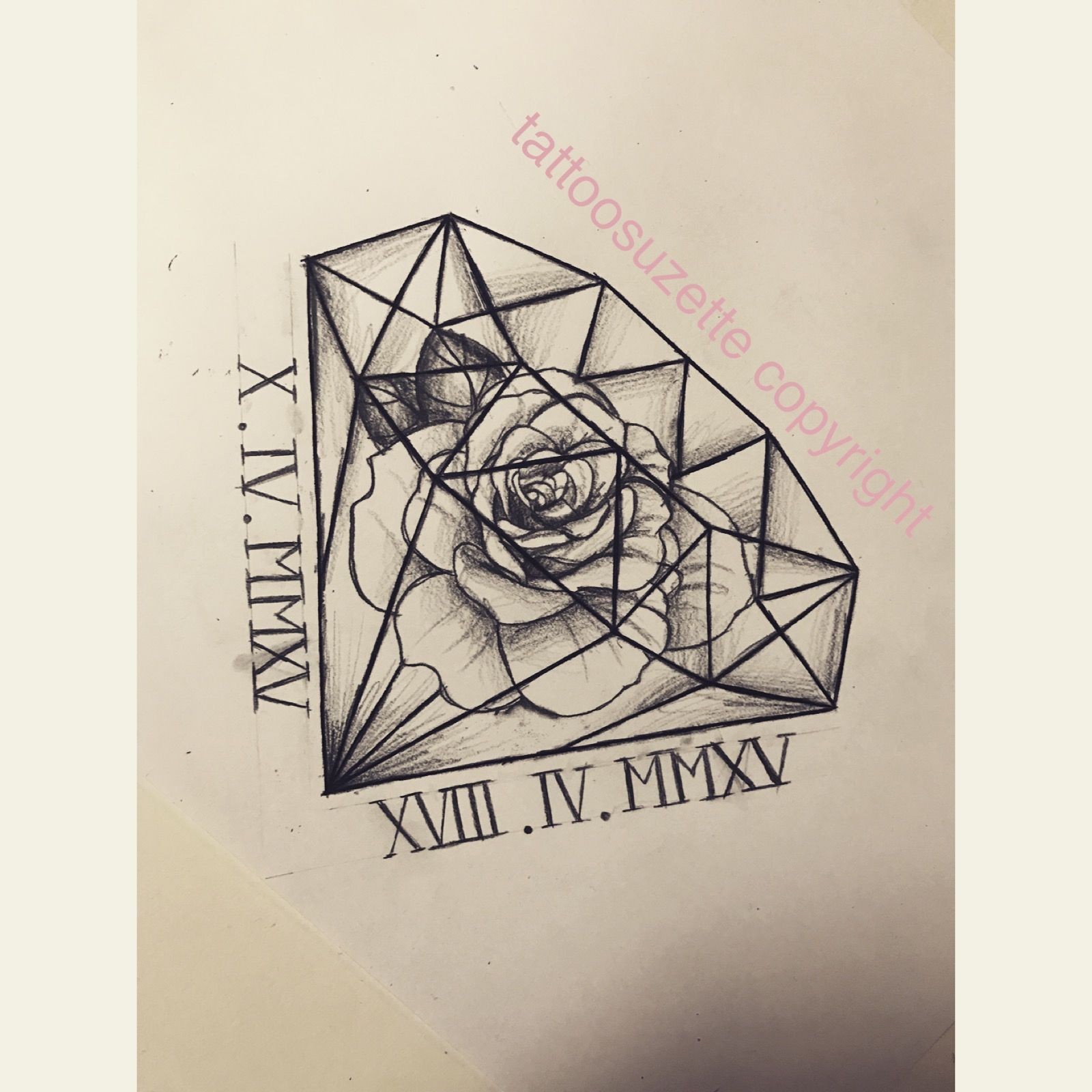 1600x1600 rose diamond tattoo design ink my body tattoos, diamond - Diamond Tattoo Drawing