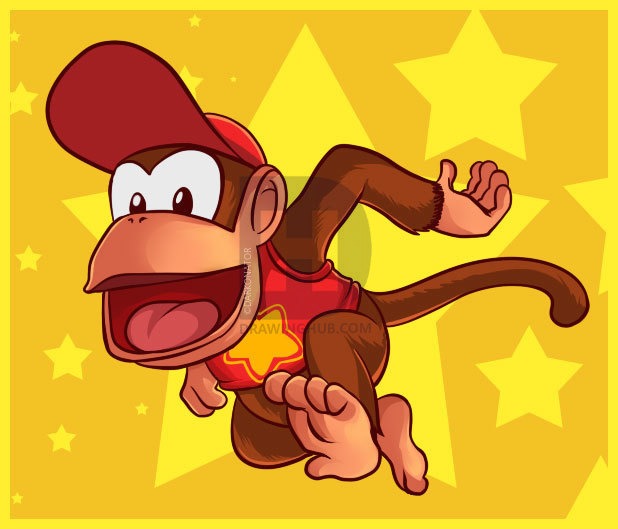 618x529 How To Draw Diddy Kong, Step - Diddy Kong Drawing