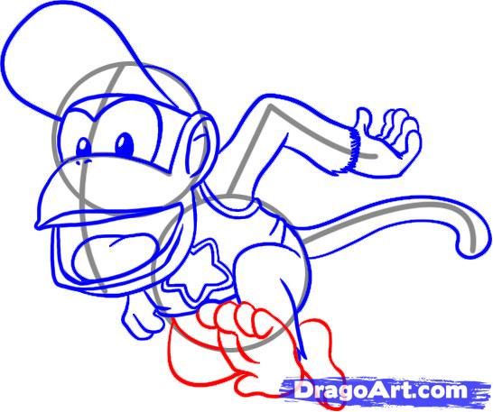 546x457 How To Draw Diddy Kong, Step - Diddy Kong Drawing