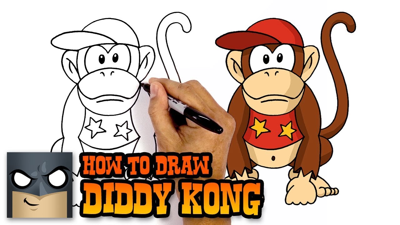 1280x720 How To Draw Diddy Kong Awesome Step - Diddy Kong Drawing