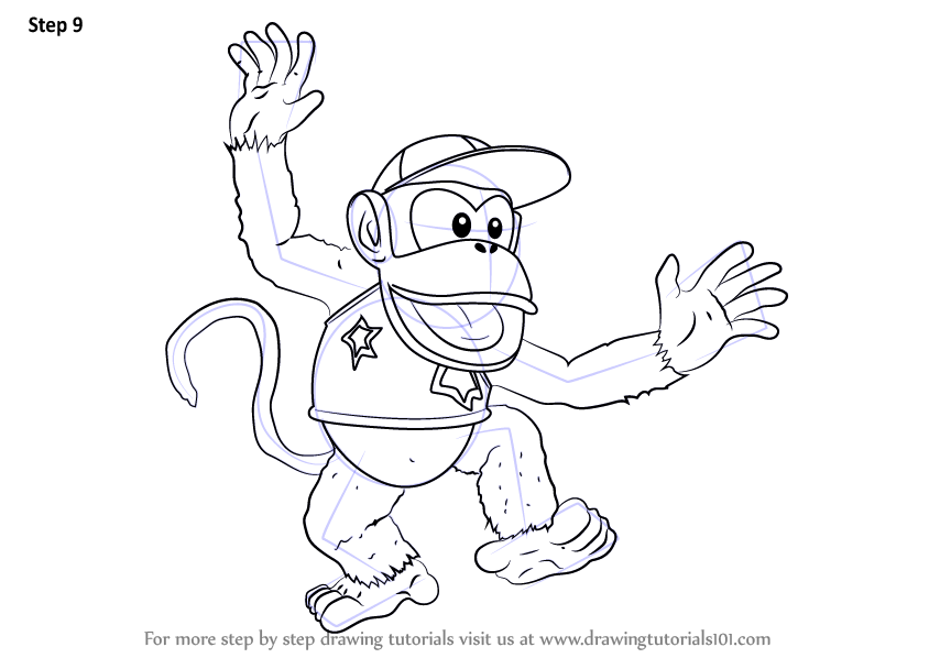 844x598 Learn How To Draw Diddy Kong From Super Smash Bros - Diddy Kong Drawing