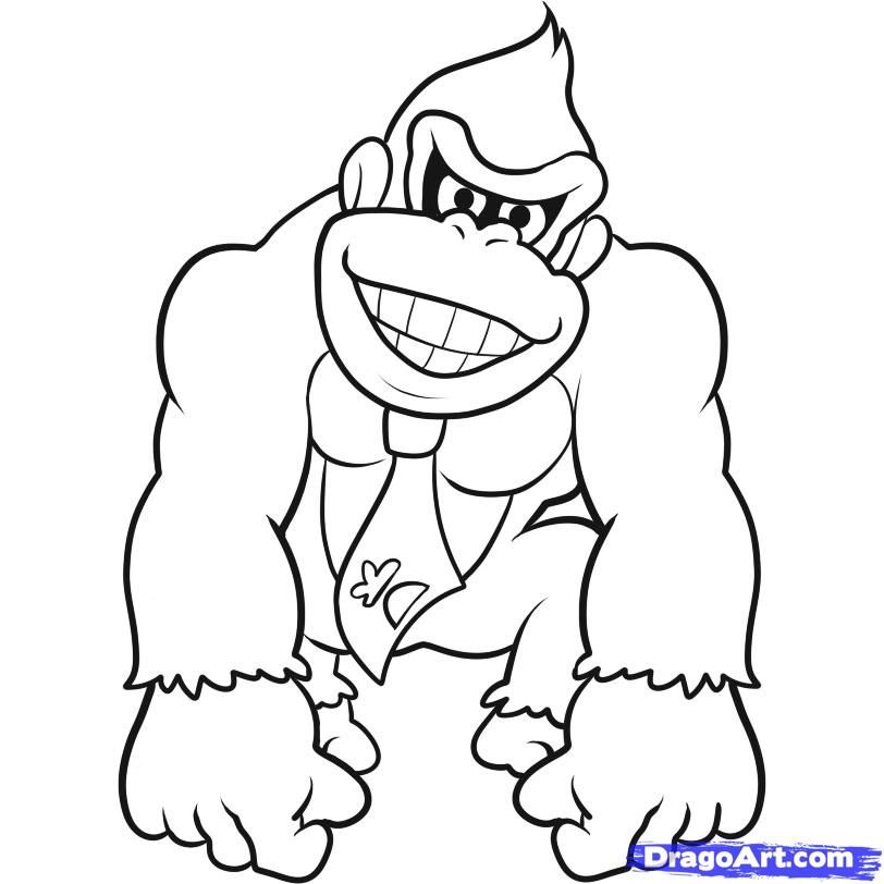 812x812 how to draw donkey kong step drawing in drawings - Diddy Kong Drawing