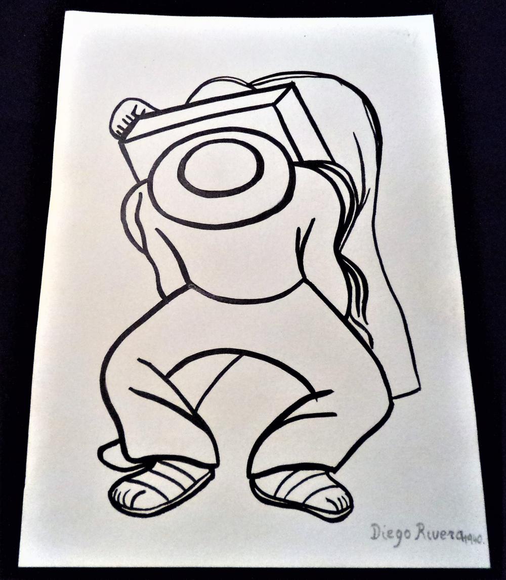 1000x1147 Signed Diego Rivera Ink Drawing - Diego Drawing