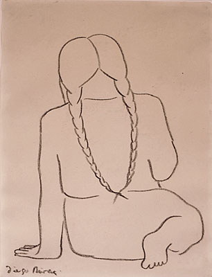 306x400 Study Of A Peasant Girl With Braids Mary Anne Martin Fine Art - Diego Rivera Drawings