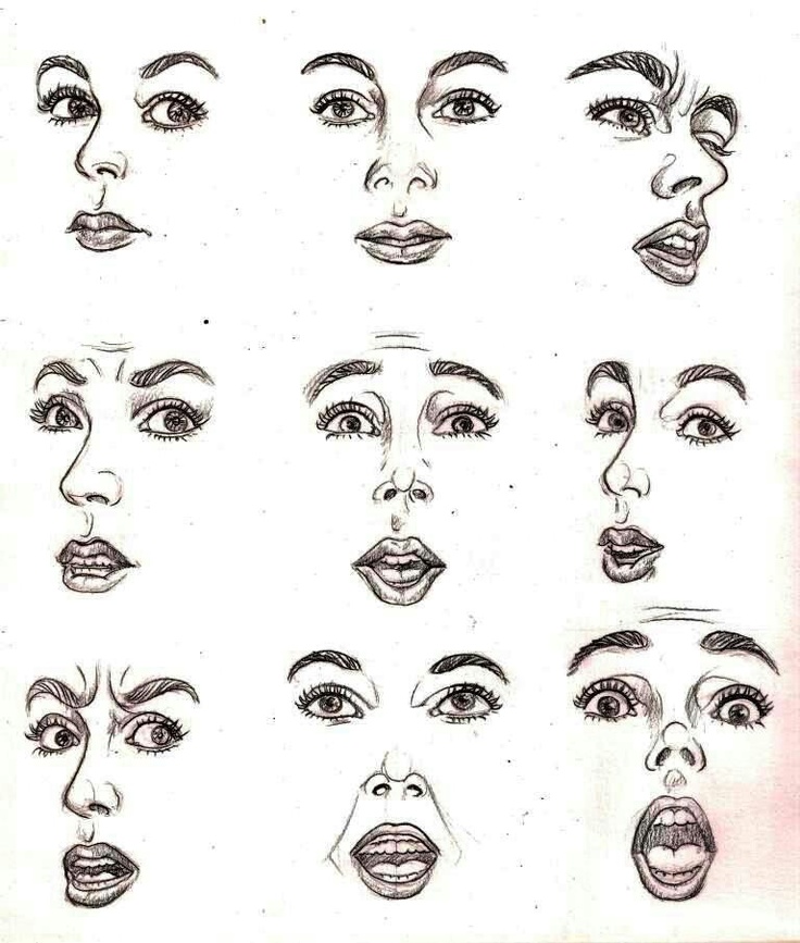 736x867 Drawing Facial Expressions I Think The Middle One Is Omg I'm - Different Facial Expressions Drawing