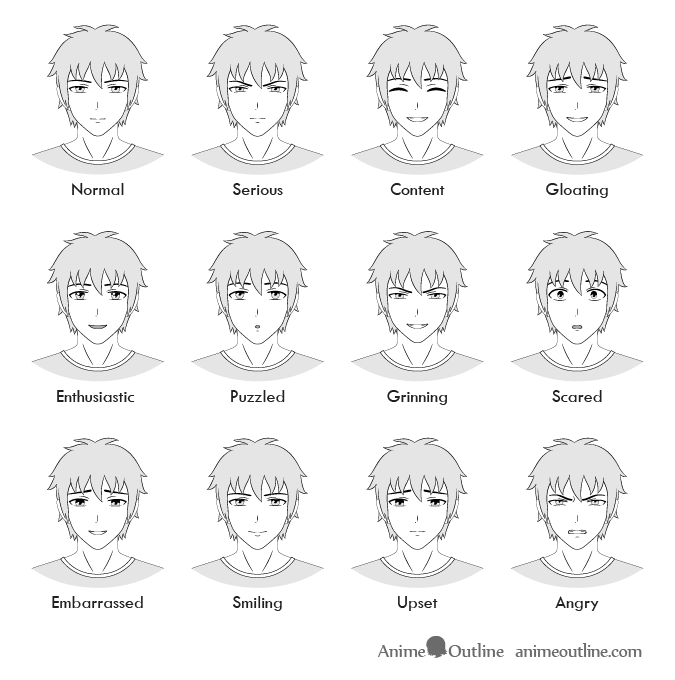 Male Anime Character Face Drawing : How to Draw Male Anime Characters Step by Step - AnimeOutline