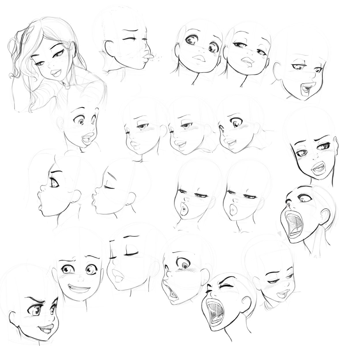 1200x1200 One Big Problem I Have Is Not Only Drawing An Individual Face - Different Facial Expressions Drawing