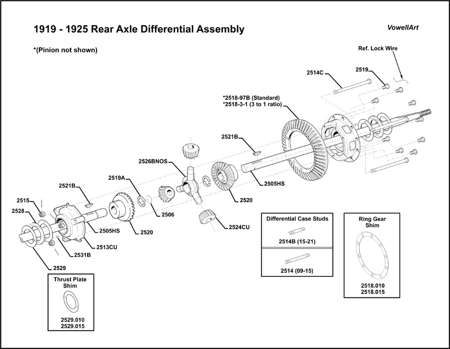 900x698 model t ford forum rear axle assembly - Differential Drawing
