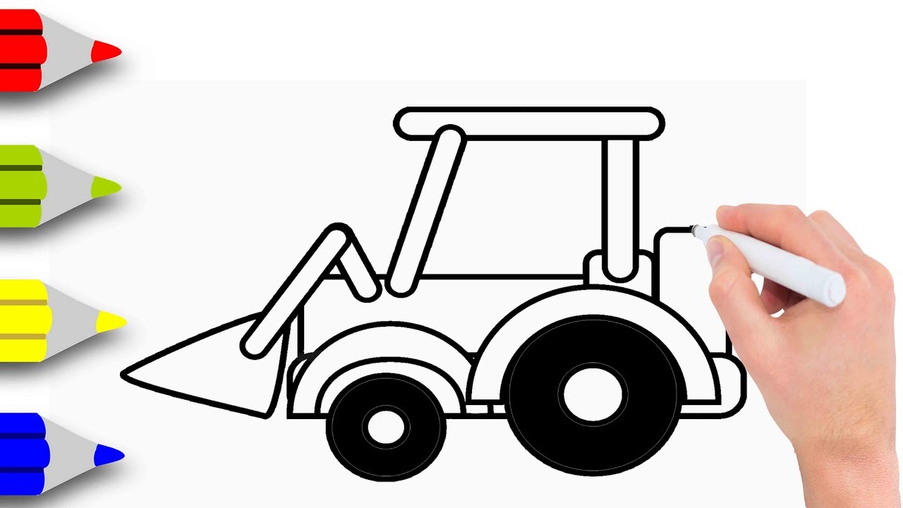 1280x720 How To Draw Excavator Step - Digger Drawing