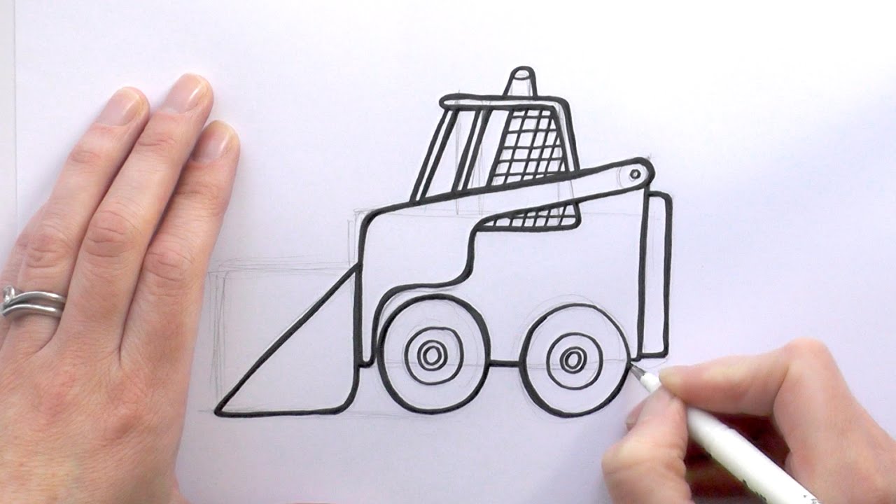 1280x720 How To Draw A Cartoon Bobcat Digger - Digger Drawing