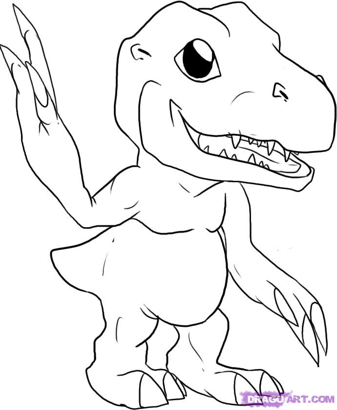 690x839 How To Draw Agumon From Digimon, Step - Digimon Drawing