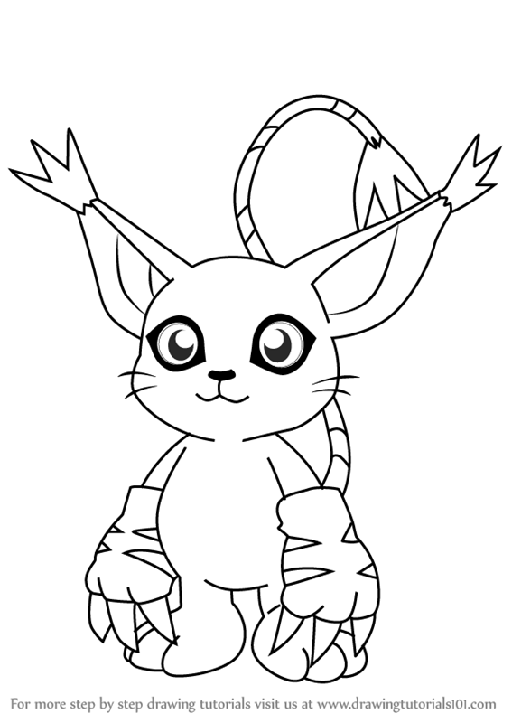 567x800 Learn How To Draw Gatomon From Digimon - Digimon Drawing