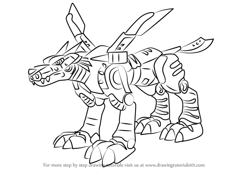 800x567 Learn How To Draw Metalgarurumon From Digimon - Digimon Drawing