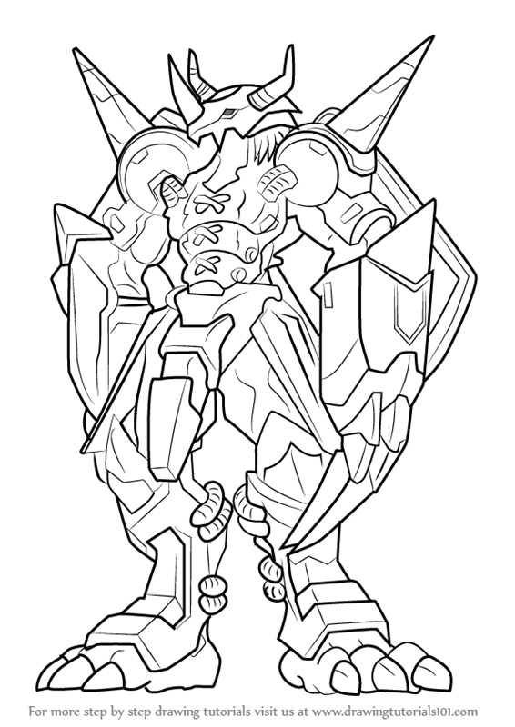 566x800 Learn How To Draw Wargreymon From Digimon - Digimon Drawing
