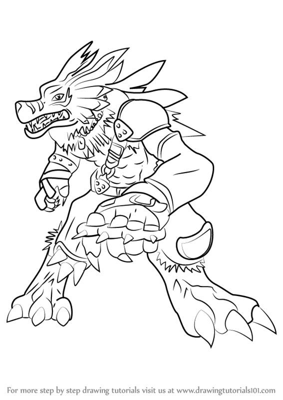 567x800 Learn How To Draw Weregarurumon From Digimon - Digimon Drawing