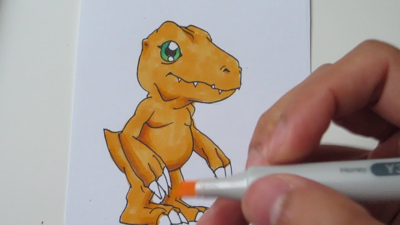 1280x720 Tutorial How To Draw Agumon From Digimon - Digimon Drawing