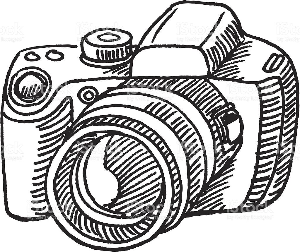 1024x861 hand drawn vector sketch of a generic digital camera black - Digital Camera Drawing