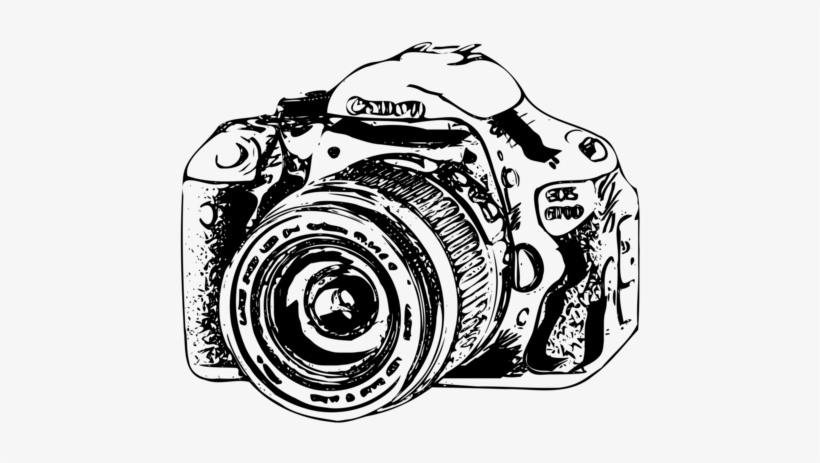 820x463 canon eos camera drawing black and white digital slr - Digital Camera Drawing