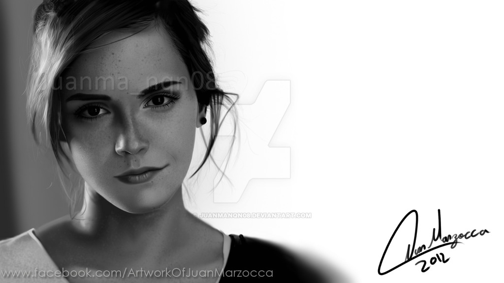 1024x576 Emma Watson Realistic Digital Drawing - Digital Drawing