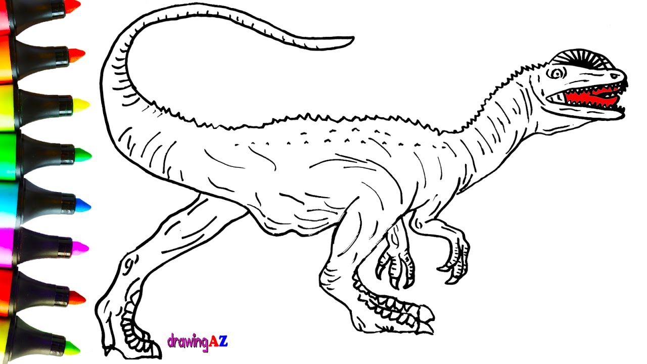 1280x720 how to draw dilophosaurus dinosaur in jurassic world - Dilophosaurus Drawing