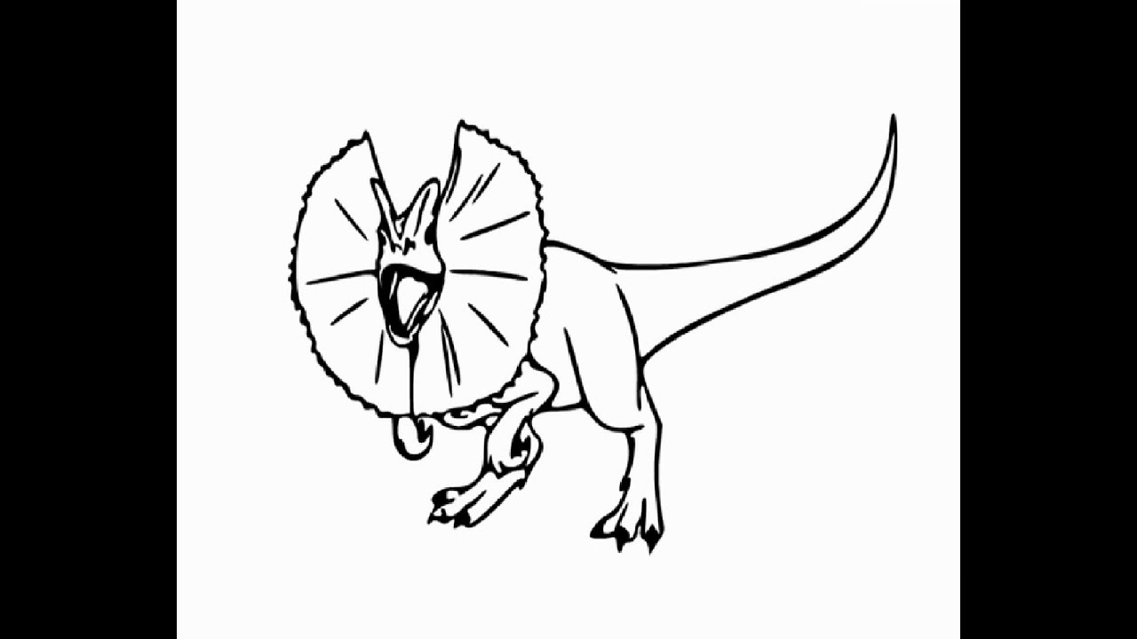 1280x720 how to draw dilophosaurus dinosaur pencil drawing step - Dilophosaurus Drawing